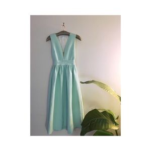 Deep-V Aqua Dress
